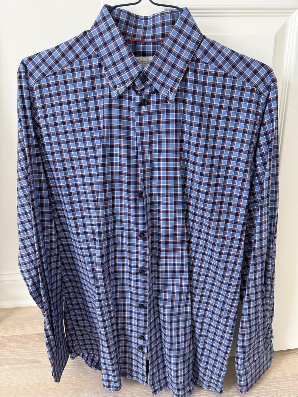 Eton Blue and Navy Plaid Dress Shirt
